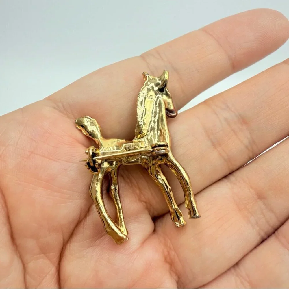 Vintage Enamel Pony Horse Brooch Pin